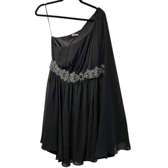 Eliza J One-Shoulder Cocktail Mini Dress in Black - Size 6 - Picture 4 of 15